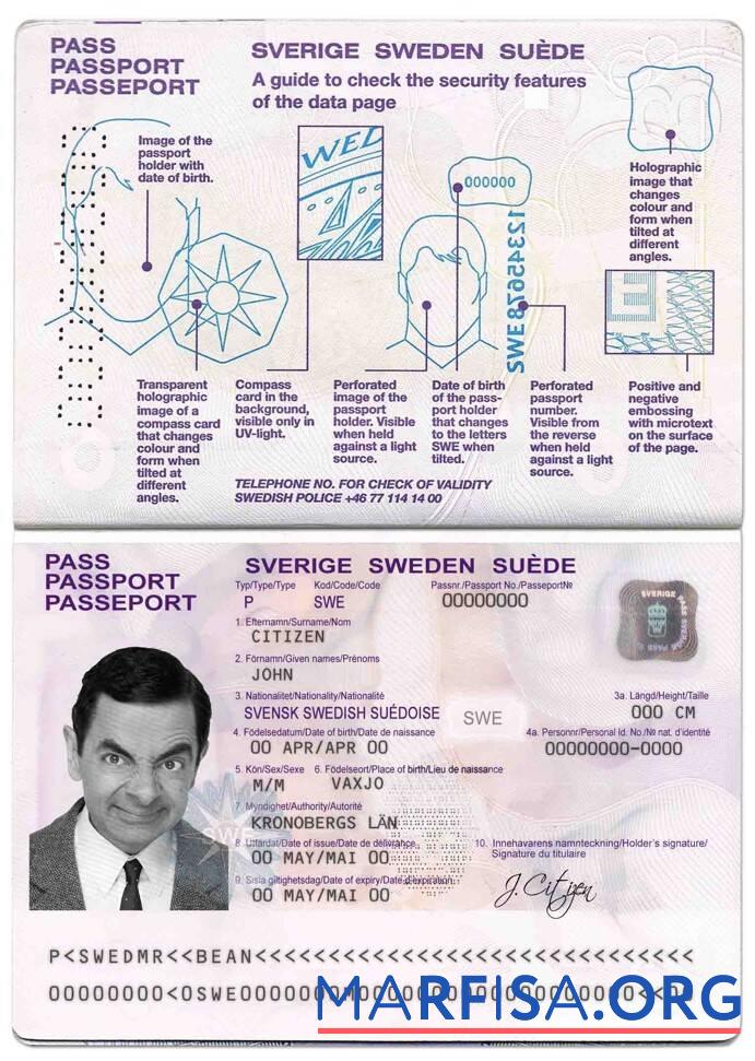 Printable Sweden passport download for verification
